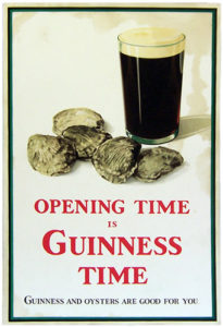 Anuncio de Guinness de 1932 relacionando ostras y cerveza